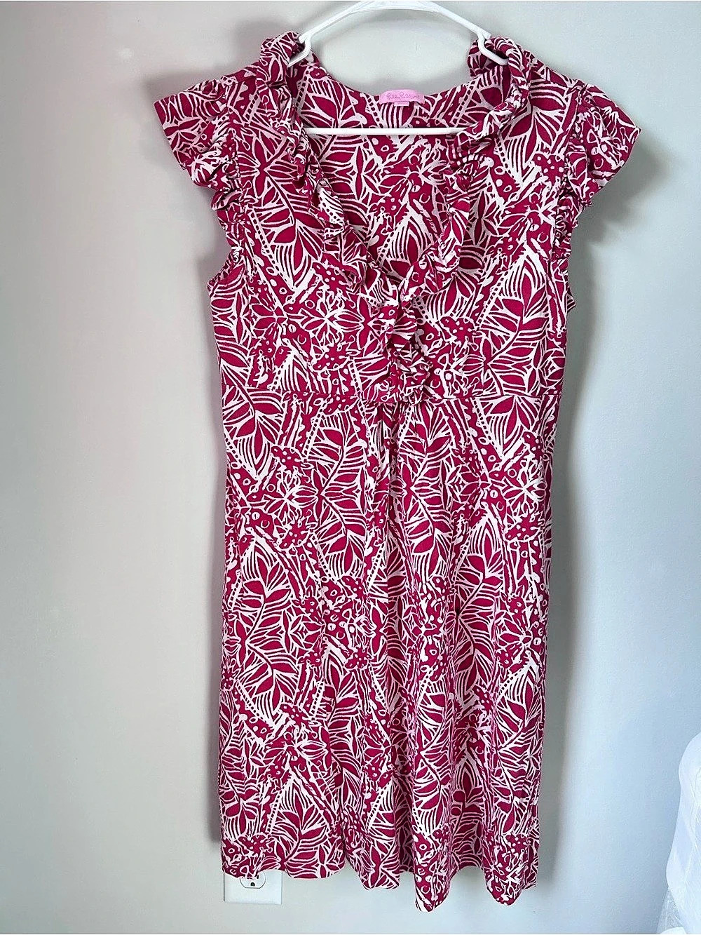 Lilly Pulitzer Silk/Cotton Pink & White Floral Dress Large